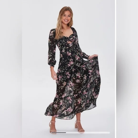 SOLD Forever 21 Long Sleeve Maxi Floral Dress - Picture 1 of 10
